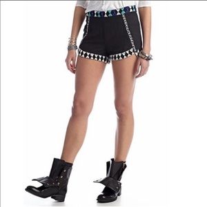 Free People black petal linen shorts